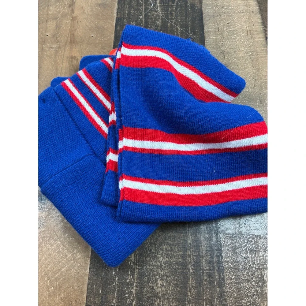 Paw Patrol Boys Blue Red Stripe Beanie Scarf Gloves Set Pawsome Nickelodeon NWT